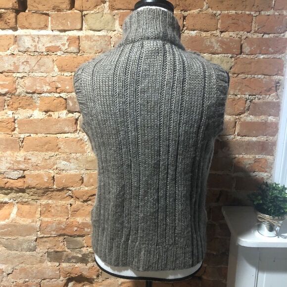 KENAR WOMENS MEDIUM FAUX FUR ALPACA WOOL BLEND ZIP UP CABLE KNIT SWEATER VEST - Picture 3 of 8